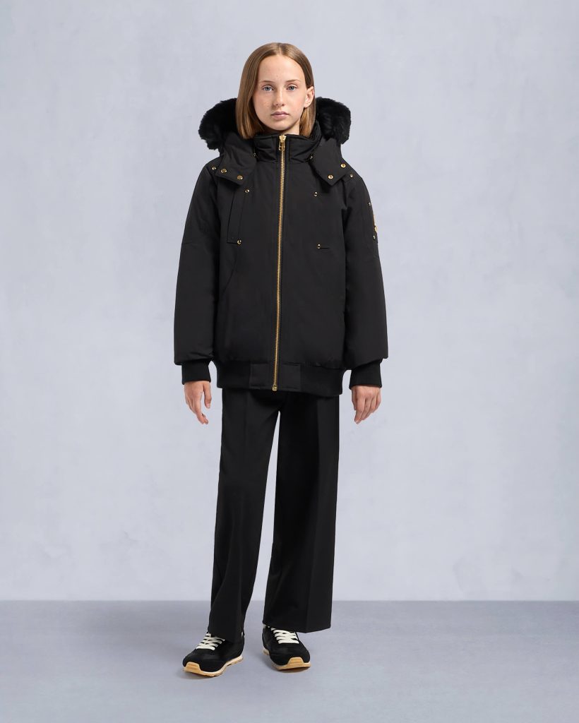 KIDS  UNISEX ORIGINAL GOLD SERIES SHEARLING TRIM BOMBER JACKET