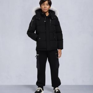 KIDS UNISEX ORIGINAL SHEARLING TRIM 3Q JACKET-BLACK/NATURAL