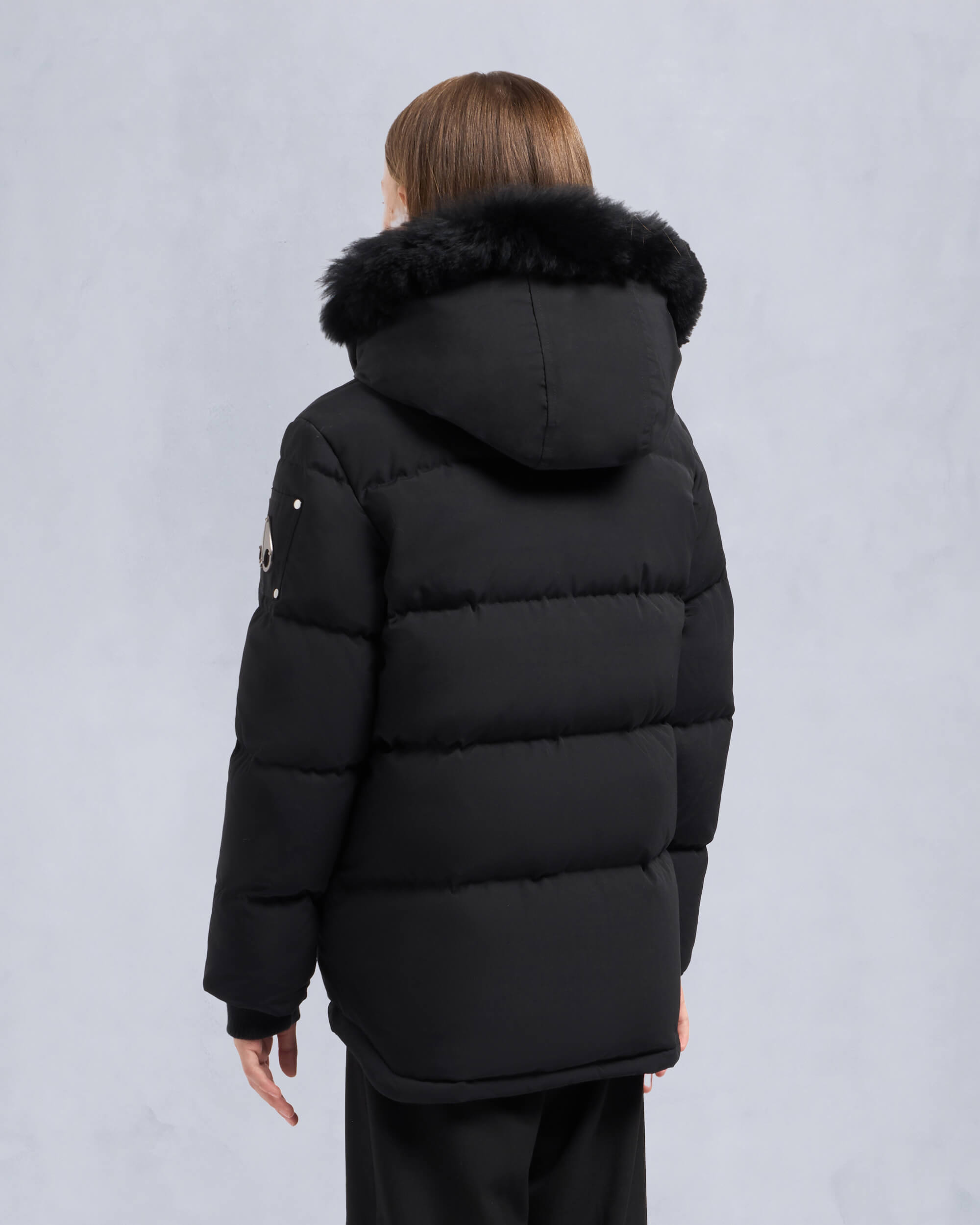 KIDS UNISEX ORIGINAL SHEARLING TRIM 3Q JACKET-BLACK/BLACK - Image 3