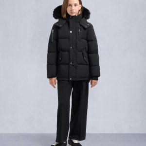 KIDS UNISEX ORIGINAL SHEARLING TRIM 3Q JACKET-BLACK/BLACK
