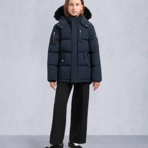 KIDS UNISEX ORIGINAL SHEARLING TRIM 3Q JACKET-NAVY/BLACK