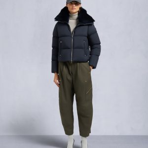 BELLE DUNE SHORT SHEARLING TRIM PUFFER-NAVY