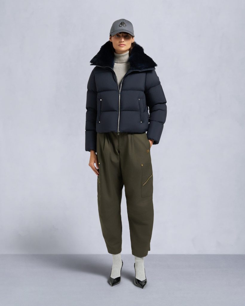 BELLE DUNE SHORT SHEARLING TRIM PUFFER