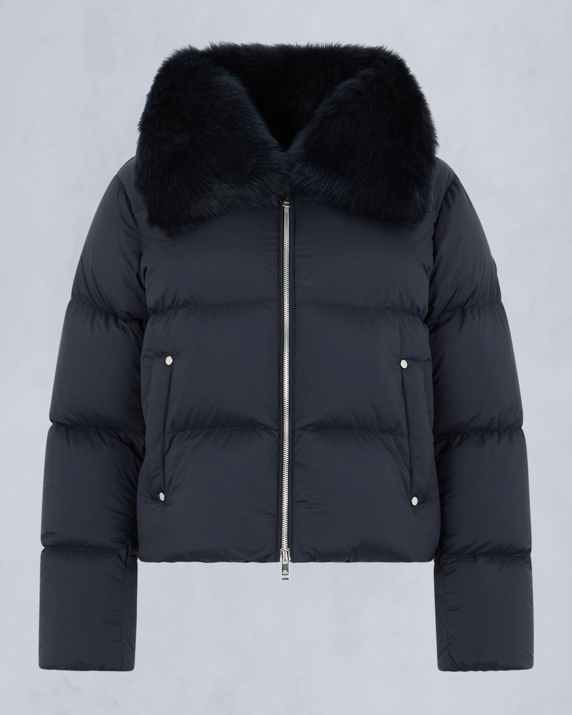 BELLE DUNE SHORT SHEARLING TRIM PUFFER-NAVY - Image 7