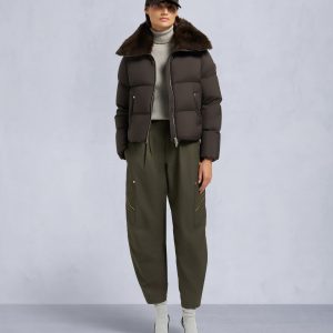 BELLE DUNE SHORT SHEARLING TRIM PUFFER-ESPRESSO