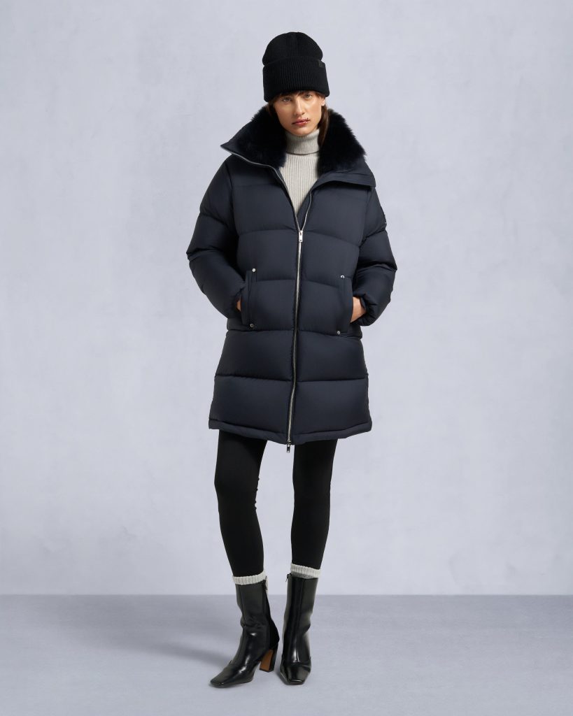 BELLE DUNE LONG SHEARLING TRIM PUFFER