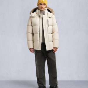 CLOUD 3Q SHEARLING TRIM JACKET-ALABASTER/BRONZE