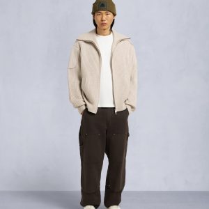 COLSON FULL-ZIP SWEATER-ALABASTER MELANGE